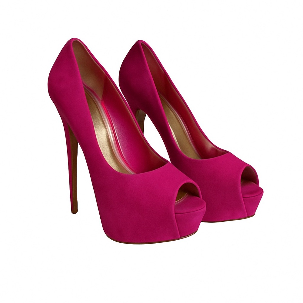 Electric Rose – Fuchsia Suede Peep-Toe Heels (Size 6